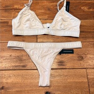 Lounge Wireless bamboo Bralette & Thong Set — Cream